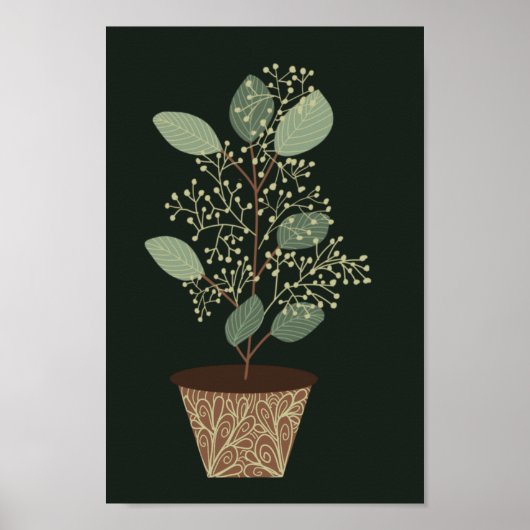 Plant eucalyptusbladzaad terracotta poster (Voorkant)