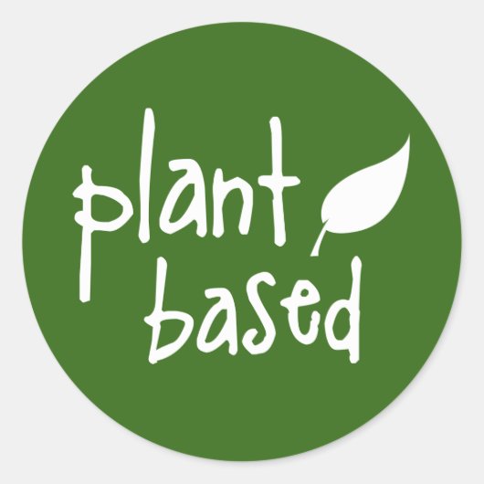 Plant Gebaseerd met bladontwerp Ronde Sticker (Voorkant)