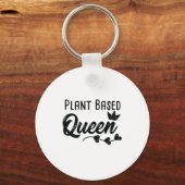 Plant gebaseerde koningin Funny Vegan Vegetarian Sleutelhanger (Voorkant)