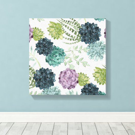 Plant geluk Collectie Succulent Patroon 5 Canvas Afdruk (Insitu (Houten vloer))