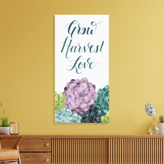 Plant Geluk | Groei Harvest Love Canvas Afdruk (Insitu (Woonkamer))
