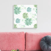 Plant Geluk | Succulent Patroon Canvas Afdruk (Insitu (Woonkamer))