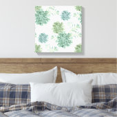 Plant Geluk | Succulent Patroon Canvas Afdruk (Insitu (Slaapkamer))