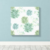 Plant Geluk | Succulent Patroon Canvas Afdruk (Insitu (Houten vloer))