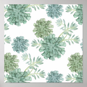 Plant Geluk   Succulent Patroon Poster