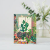 Plant gevulde Boho woonkamer Briefkaart (Staand voorkant)