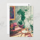 Plant gevulde Boho woonkamer Briefkaart (Voorkant / Achterkant)