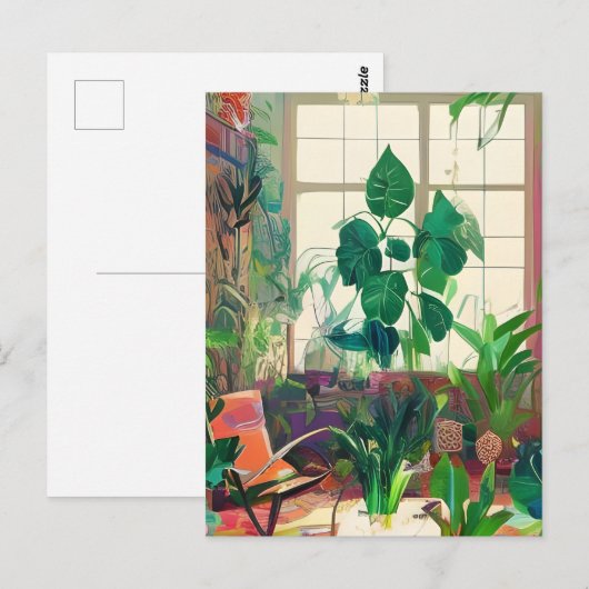 Plant gevulde Boho woonkamer Briefkaart (Voorkant / Achterkant)