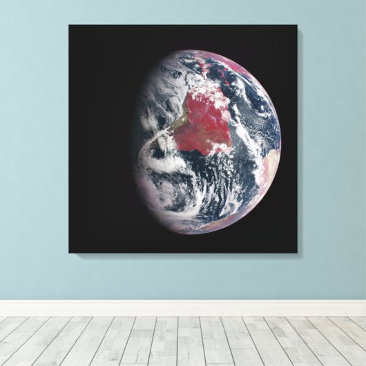 Plant groei op Planet Earth. Canvas Afdruk (Insitu (Houten vloer))