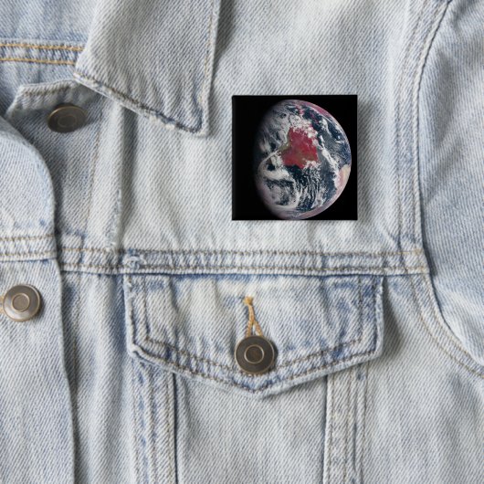 Plant groei op Planet Earth. Vierkante Button 5,1 Cm (In situ)