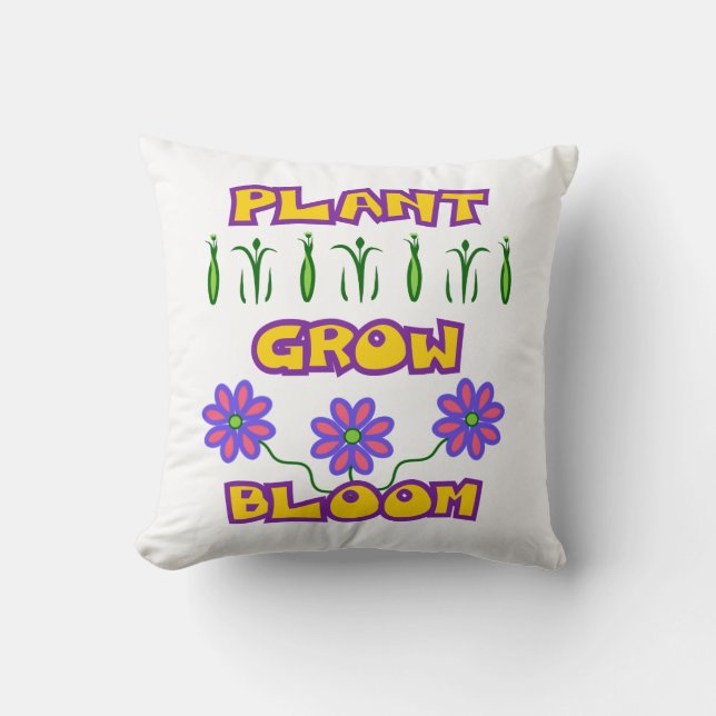 Plant Grow Bloom Quote Pink Flowers Yellow Text Kussen (Voorkant)