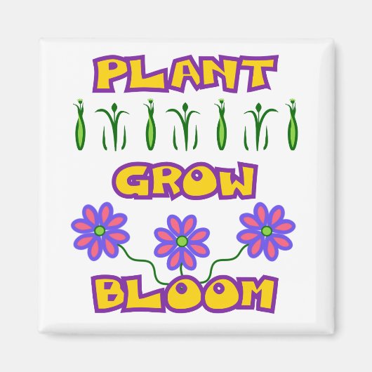 Plant Grow Bloom Quote Pink Flowers Yellow Text Magneet (Voorkant)