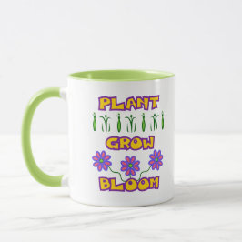 Plant Grow Bloom Quote Pink Flowers Yellow Text Mok