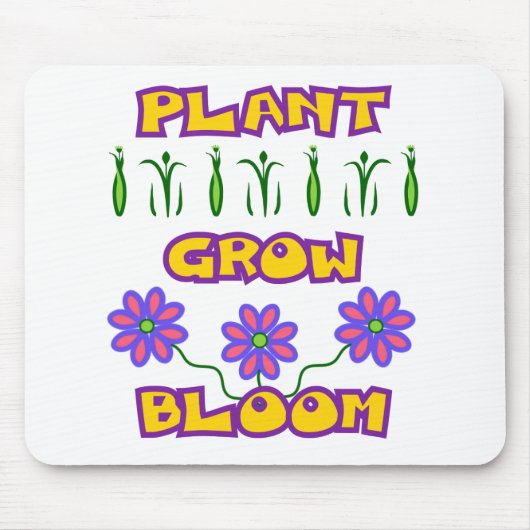 Plant Grow Bloom Quote Pink Flowers Yellow Text Muismat (Voorkant)