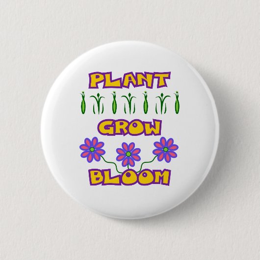 Plant Grow Bloom Quote Pink Flowers Yellow Text Ronde Button 5,7 Cm (Voorkant)