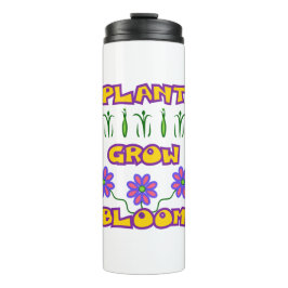 Plant Grow Bloom Quote Pink Flowers Yellow Text Thermosbeker