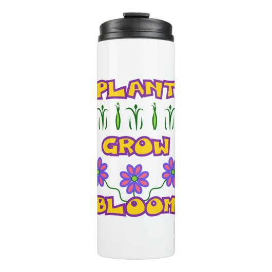 Plant Grow Bloom Quote Pink Flowers Yellow Text Thermosbeker (Voorkant)