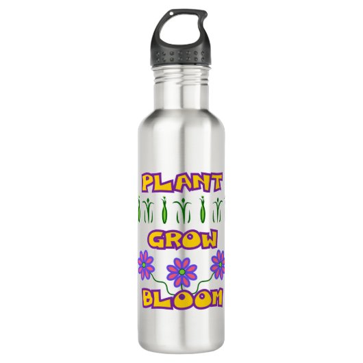 Plant Grow Bloom Quote Pink Flowers Yellow Text Waterfles (Voorkant)