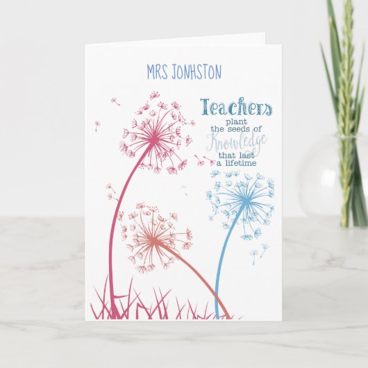 Plant het zaad van de kennis Dandelion citaat Kaart (Voorkant)