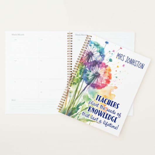 Plant het zaad van de kennis Dandelion citaat Planner (Display)