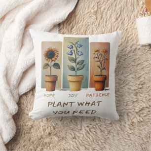 Plant Hope Joy Patience Pillow - Groei Positivitei Kussen
