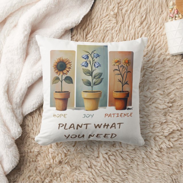 Plant Hope Joy Patience Pillow - Groei Positivitei Kussen (Deken)