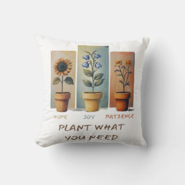 Plant Hope Joy Patience Pillow - Groei Positivitei Kussen