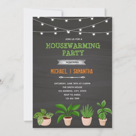 Plant huisopwarmings thema uitnodiging (Voorkant)