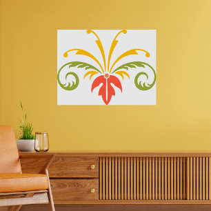 Plant Illustratie Geel Oranje Groen Poster