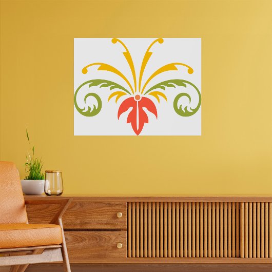 Plant Illustratie Geel Oranje Groen Poster