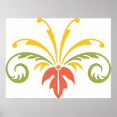 Plant Illustratie Geel Oranje Groen Poster (Voorkant)