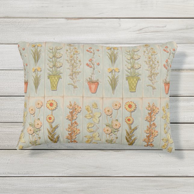  Plant Illustraties Rustic Buitenkussen (Achterkant)