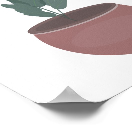 Plant in Clay Pot Green Leaf Wall Art Poster (Hoek)