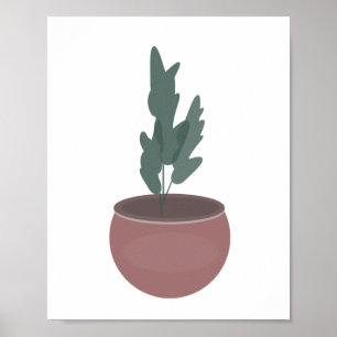 Plant in Clay Pot Green Leaf Wall Art Poster