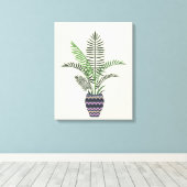 Plant in decoratieve vaas canvas afdruk (Insitu (Houten vloer))