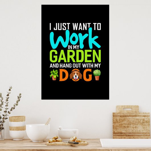 Plant in mijn tuin met mijn hond poster (Keuken)