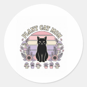 Plant Kat Moeder Kat Planten Cottagecore Vintage V Ronde Sticker