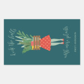 Plant kerst rechthoekige sticker (Voorkant)