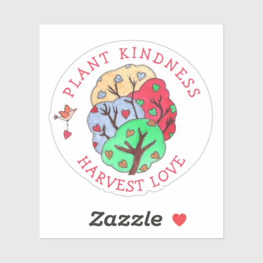 Plant Kindness Harvest Love Heart Tree Sticker (Vel)