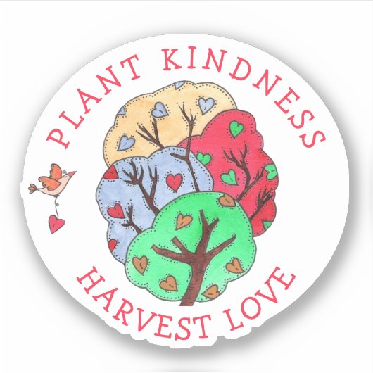 Plant Kindness Harvest Love Heart Tree Sticker (Voorkant)