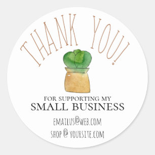 Plant Kleine Onderneming Dank u Logo Gepersonalise Ronde Sticker