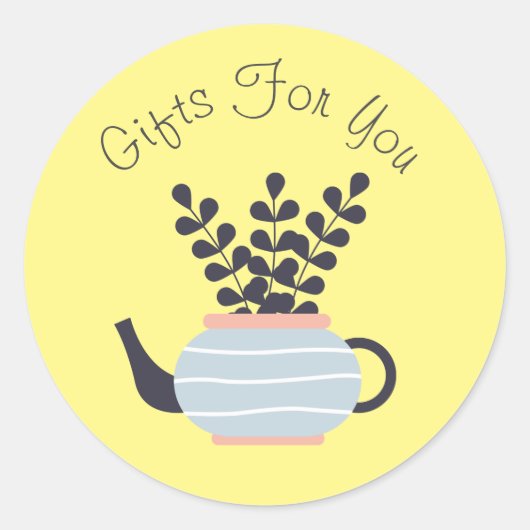 Plant kunst modern design Gift business branding Ronde Sticker (Voorkant)