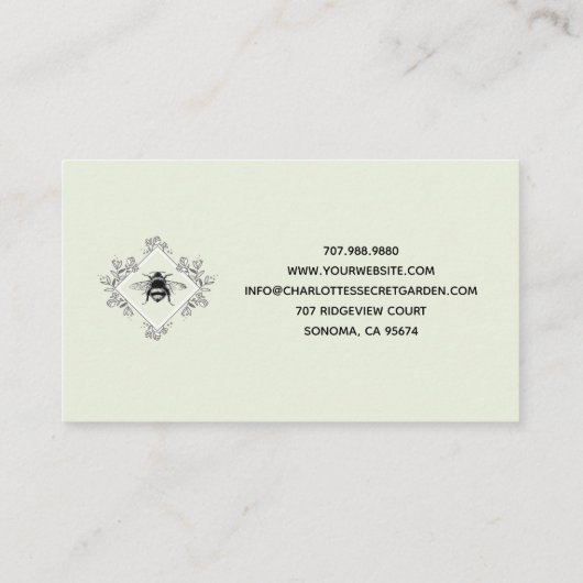 Plant kwekerij Honingbij met bloemige Logo Visitekaartje (Achterkant)