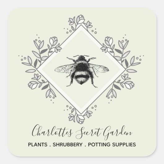Plant kwekerij tuinieren benodigdheden Honey Bee L Vierkante Sticker (Voorkant)