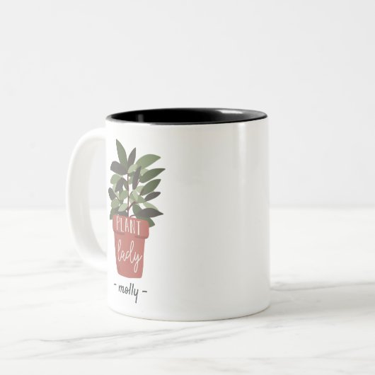 Plant Lady | Aangepaste Plant overblijfselen Tweekleurige Koffiemok (Voorkant links)