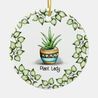 Plant Lady, Aloe Plant Keramisch Ornament