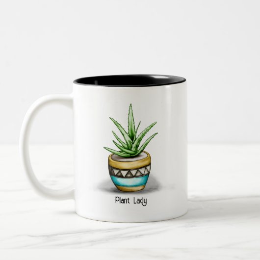 Plant Lady, Aloe Plant Tweekleurige Koffiemok (Links)