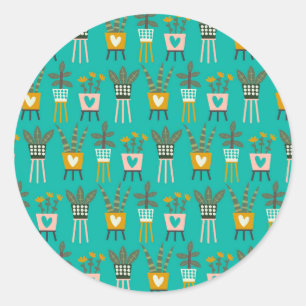 Plant Lady Art Ronde Sticker