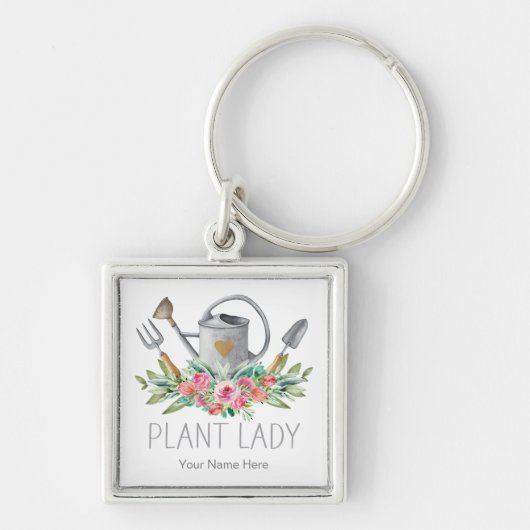Plant Lady Boho Waterverf Gardener Humor Sleutelhanger (Voorkant)