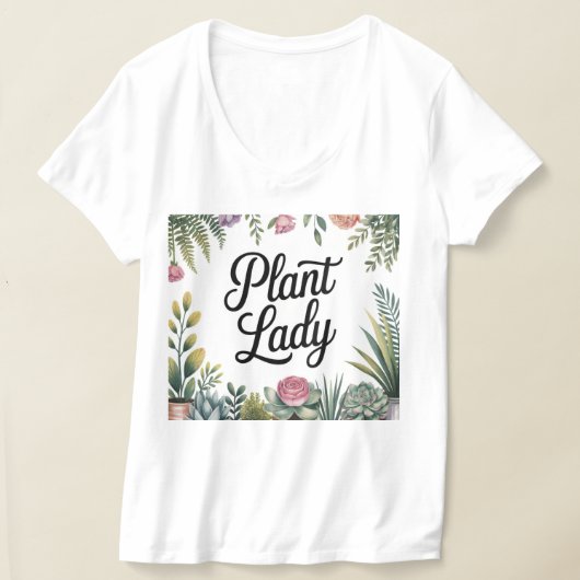 Plant Lady Botanisch Lijst Wit T-shirt (Laagn)